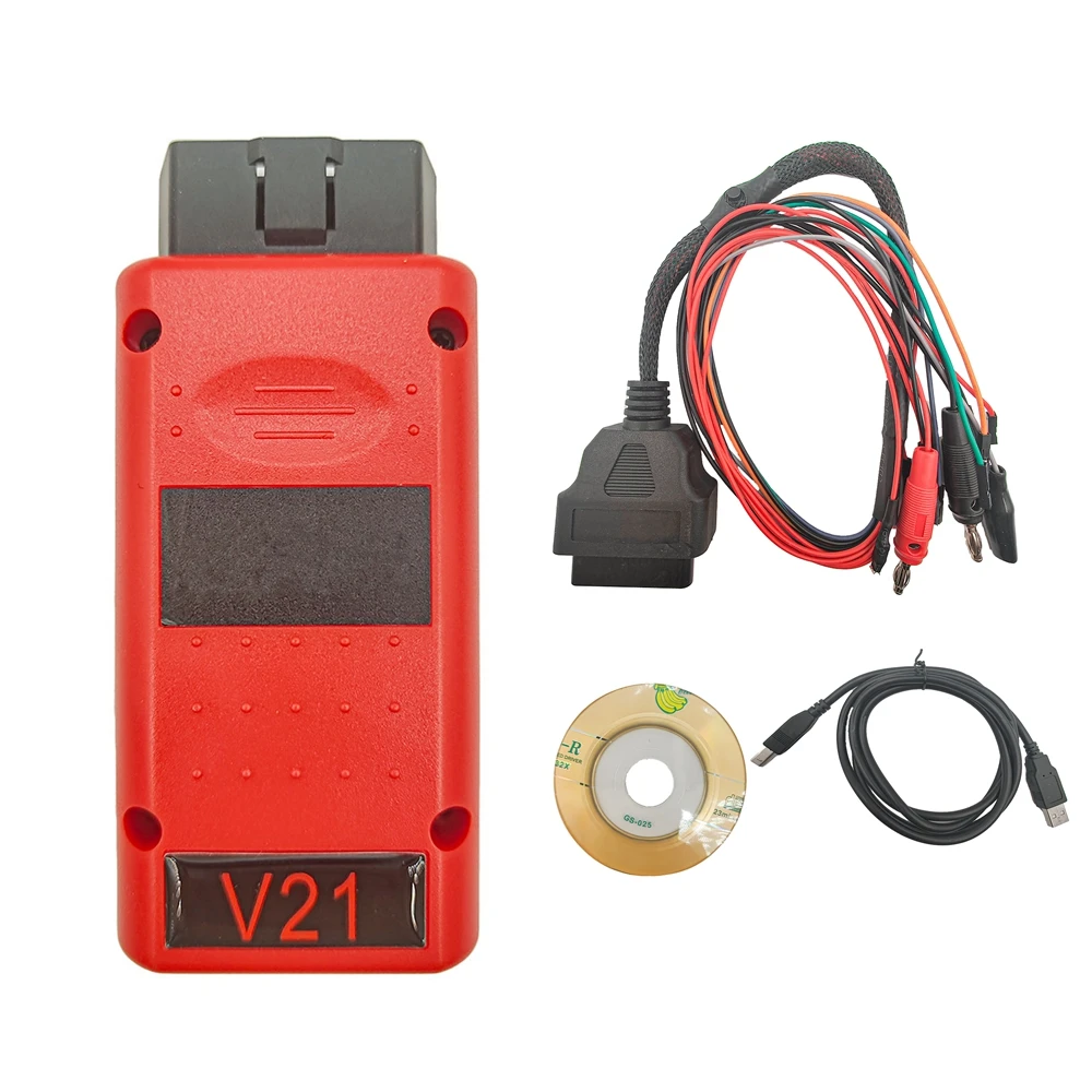 مبرمج MPPS V21 الإصدار الأحمر مع زر إعادة الضبط، استخدام مدى الحياة Mpps بدون أقفال ونقاط غير محدودة أداة ضبط رقاقة OBD2 ECU
