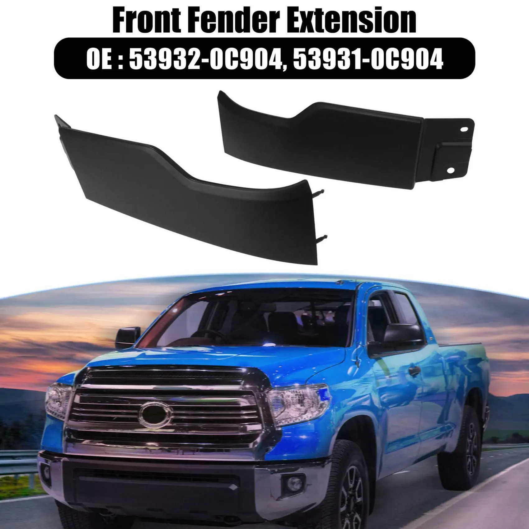 1 Pair Front Below Headlight Extension Panels 53932-0C904, 53931-0C904 for Toyota Sequoia 09-21