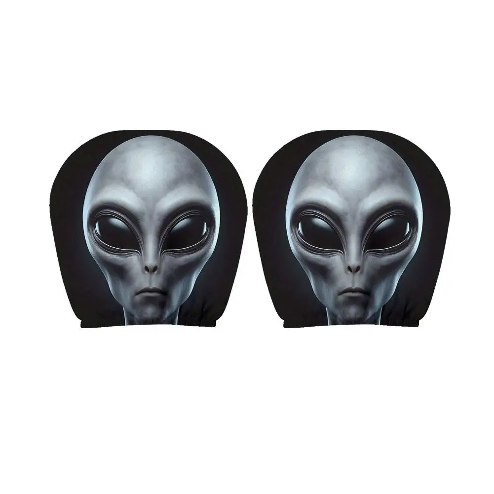 Universelle Horror-Gesichts-Schonbezüge für Autokopfstützen, Gruseliger Schwarzer Totenkopf-Design, Lustig und Verspielt, Sitzschutz für alle Gelegenheiten, Auto-Zubehör – Detail 1