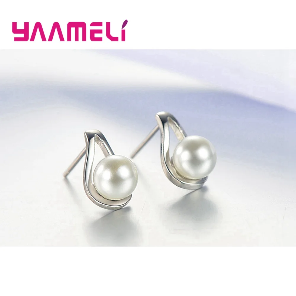 925 Sterling Silver Jewelry Sets for Women Girls Wedding Engagement Cute Pearl Waterdrop Shape Best Gift for Beloved
