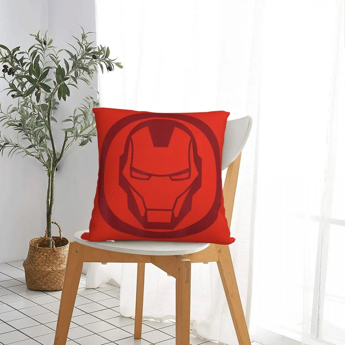 Taie d'oreiller carrée Iron Man avec emblème de visage tombant rouge, housse de coussin moderne, taies d'oreiller pour chaise, canapé, décoration de la maison