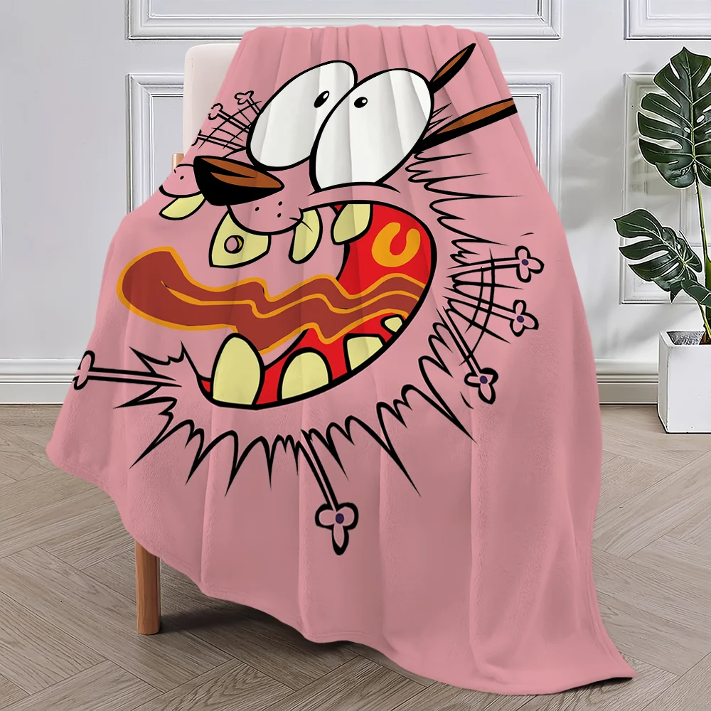 

Cartoon C-Courage the C-Cowardly D-Dog Blanket Plush Nap Sofa rug for Living Room Office Bedroom Birthday Home Travel Kid Gifts