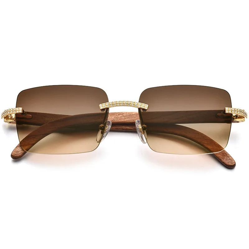 New Diamond Mahogany Sunglasses Handmade Wooden Leg Luxury UV Sunglasses Nylon New High-end Custom Fashion for Men and Women.