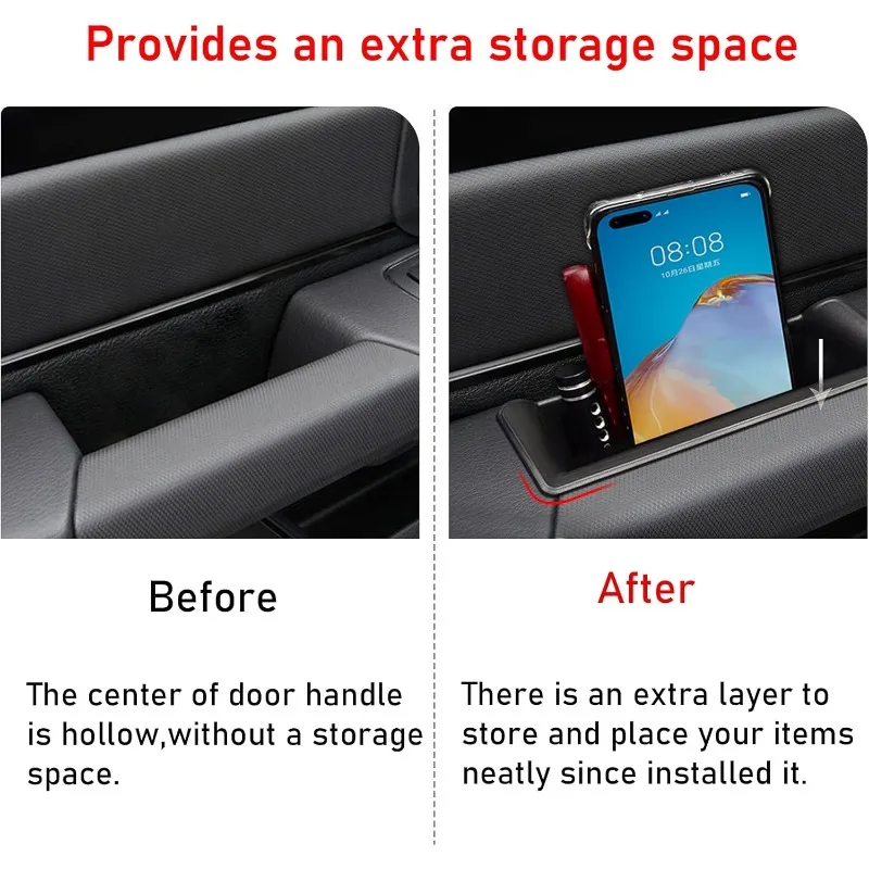 for Ram 1500 Door Side Organizer Tray 2019 2020 2021 2022 2023 2024 2025, for Ram 1500 Door Pocket Insert 4 Pcs Door Side Storag