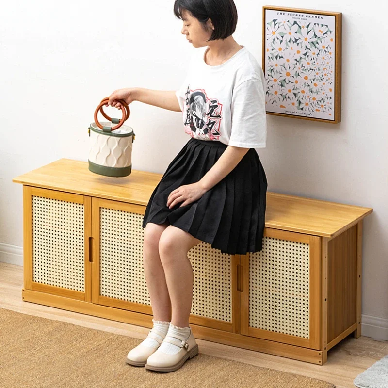 الحد الأدنى خزانة خذاء من الخيزران تنفس شبكة رف الأحذية الحديثة الغبار دائم التخزين المنظم توفير المساحة أثاث المنزل