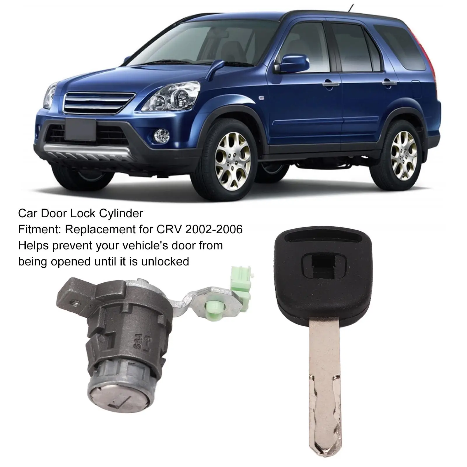 Car Door Lock Cylinder with Key Left Front Excellent Mechanical Stability for Honda crv 2002 2003 2004 2005 2006 ABS+Copper