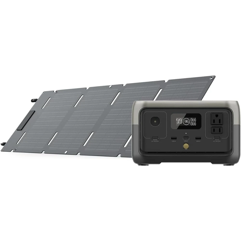 LiFePO4 Batteries, Equipped with 45W Solar Panels, 256Wh, Up to 600W Output, Suitable for Camping and Home Use Solar Generators