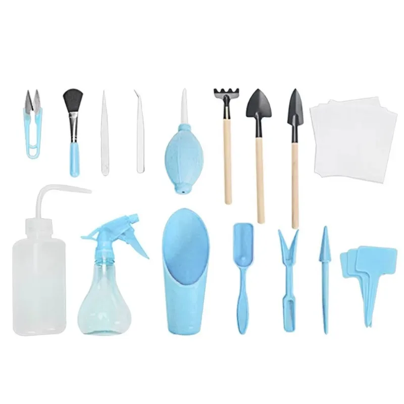 2026 Mini Gardening Hand Tools Set 16Pcs Transplanting Kit Fairy Garden Planting Succulent Potting Tools Bonsai Care