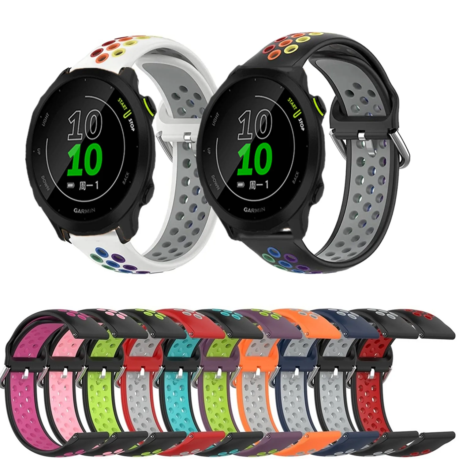 

Breathable Silicone Strap For Garmin Forerunner 255 Music 55 645 245/Vivoactive 4 3 Venu 2 Plus SQ Approach S42 S40 Correa Belts