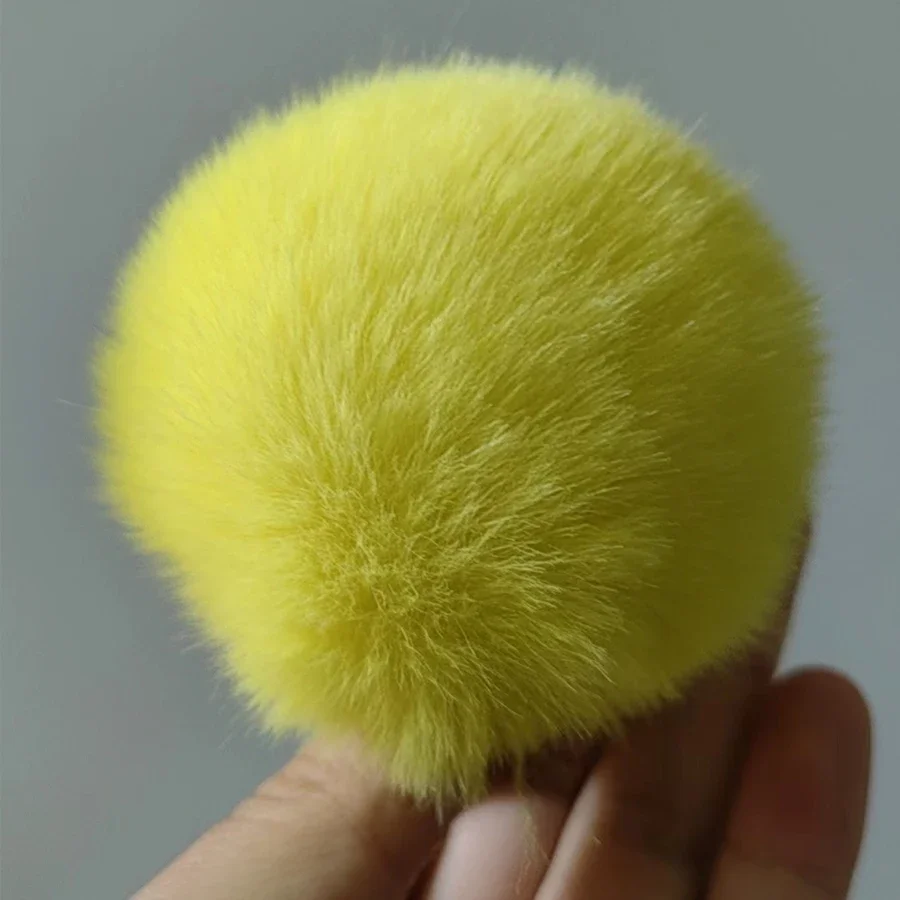 8cm Faux Rex Rabbit Fur Pompom Balls DIY Hairball Fur Pom Pom Balls With Rubber Band Handmade Knit Clothing Hat Accessories