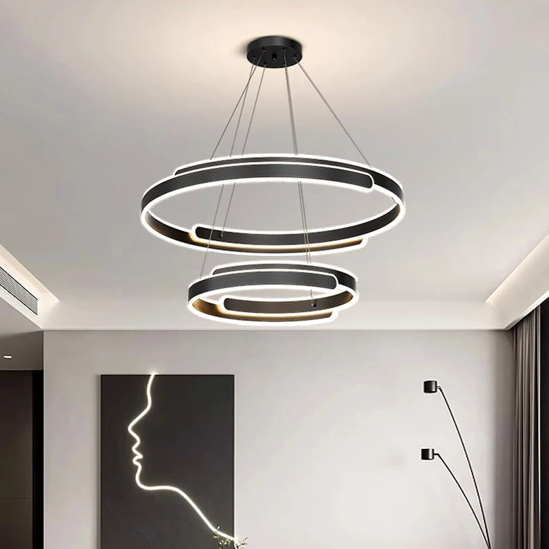 Imagem -02 - Luz de Teto Led Ring para Sala Lustres Modernos Luzes Pendentes Lâmpadas de Iluminação Interior