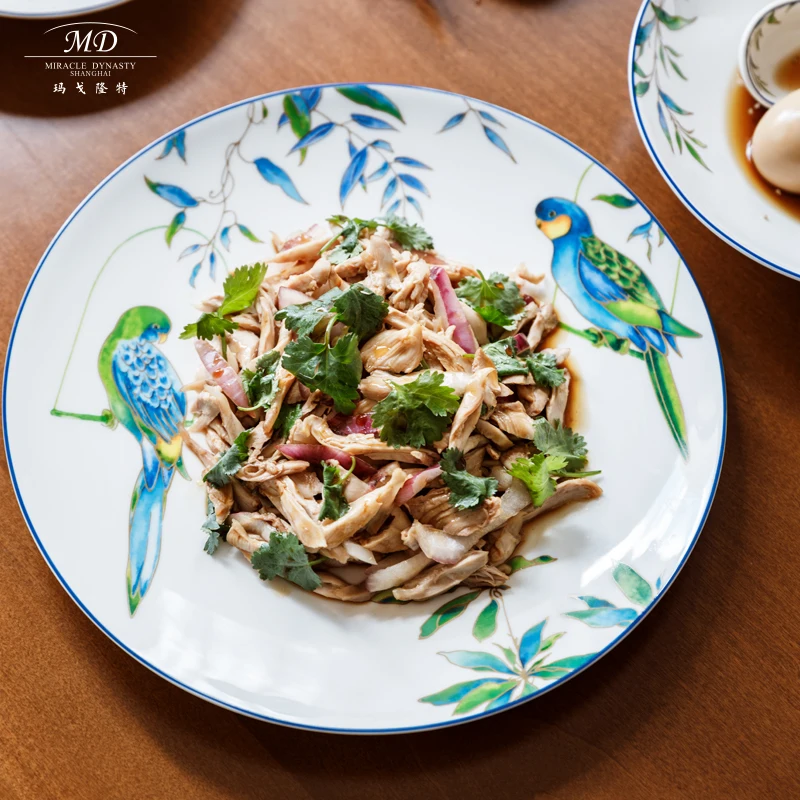 

Набор элитной фарфоровой посуды Miroco с узором «Попугай», глубокие тарелки диаметром [размер в см] для домашнего использования, высококачественный костяной фарфор