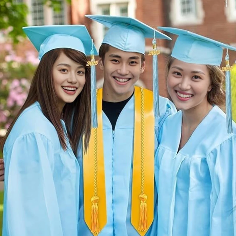 4 pz/set Bambini Per Adulti Uniforme Da Stagnoro Vestito Con Cappello Nappa Corda College Abiti di Laurea Robe 2025 Laurea Stola Nappa Set