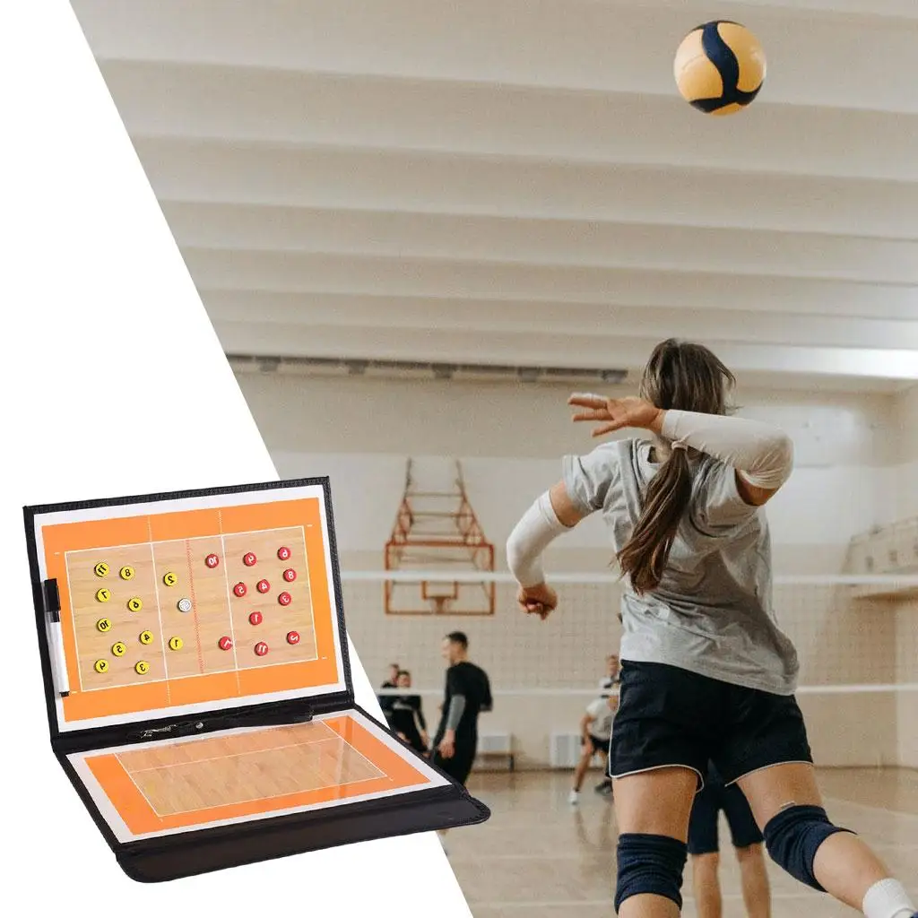 Folding Volleyball Coaching Board w/ Dry Erase Magnetic Board for Accessorty