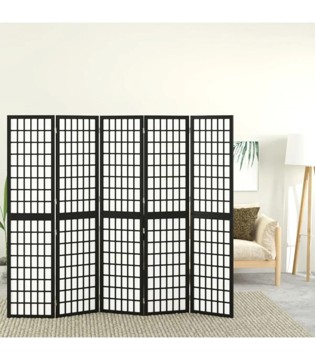 200x170 cm Japanese Black Style 5 Panel Folding Room Dividers