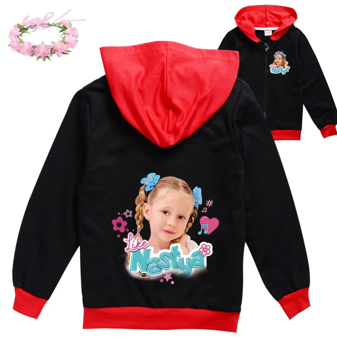 Dance Like Nastya Clothes Kids Hooded Sweatshirts Baby Girls Zipper Jackets Toddler Boys Long Sleeve Coats Children's Outerwear