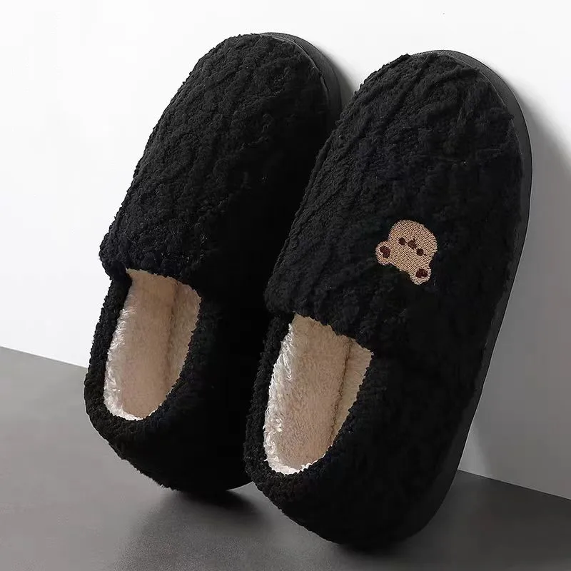 Women Men Couples Home Slippers New Fashion Warm Winter Furry Soft Short Plush Slipper Non Slip Bedroom Slides Indoor Shoes