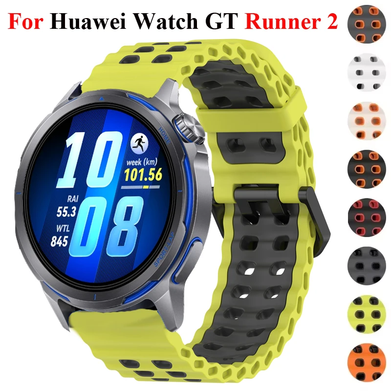 Zweifarbiges Silikonarmband für Huawei Watch GT Runner 2 Ocean Sport Correa für Huawei GT Runner/Ultimate 2/Buds/GT2e/GT6 5 4 3 46mm