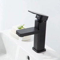 Bathroom Basin Faucet Zinc alloy Fashion Black Copper Bottom Square Single Hole Baking Paint Cold Hot Sink Taps for Bathroom