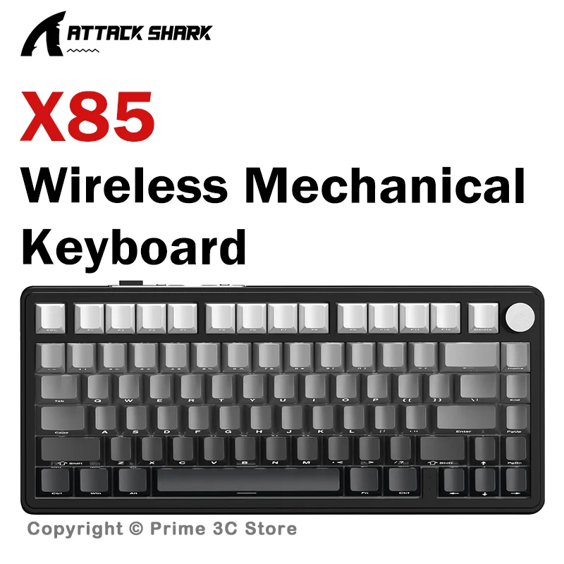 

ATTACK SHARK X85 75% Wireless Gaming Mechanical Keyboard 82 Keys Tri-Mode Bluetooth/2.4G/USB-C Hot-Swap RGB Knob 5000mAh