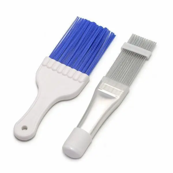 Air Conditioner Brush Compact Sliding Fin Comb with Blue Filament Brush for Condenser Evaporator Coil Cleaning Kit