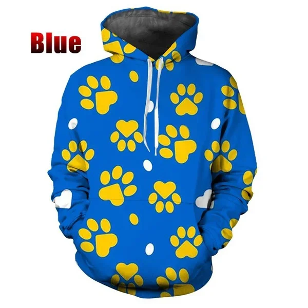 2023 New Women Men Creative Personality Hooded Sweatshirt Fashion Funny Dog Footprint Hoodie Casual Long Sleeve Pullover Tops