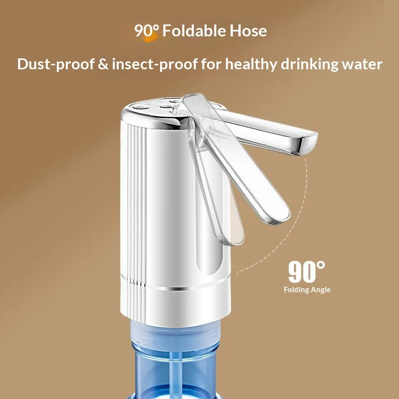 Portable Foldable Electric Water Dispenser Pump, USB‑C Rechargeable Automatic Button‑Control Water Pump for Gallon Water Bottles