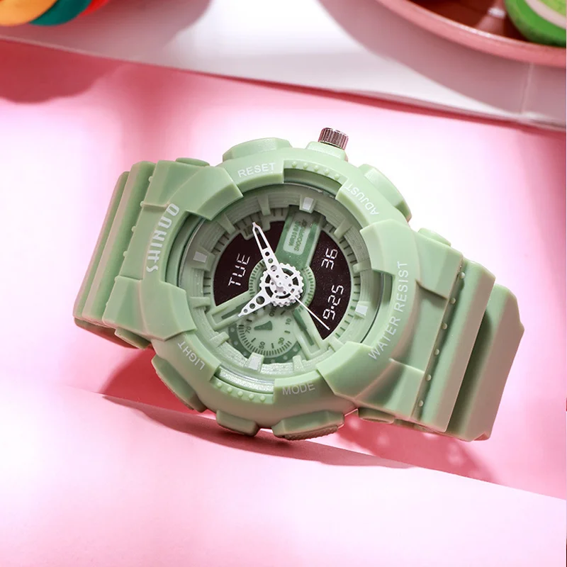 موضة الرياضة ساعة رقمية الرجال متعددة الوظائف للصدمات مقاوم للماء ساعات المعصم المزدوجة LED رجالي طالب ساعات المعصم الرقمية