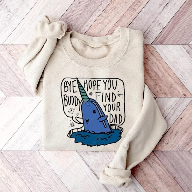 

Buddy Elf Xmas Sweatshirt Narwhal Christmas Hot Sale Gift Hoodie Xmas Winter Warm Cartoon Graphic Lovely Unisex Adult Pullover