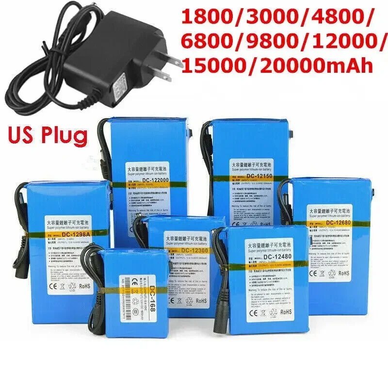 Перезаряжаемая литиевая батарея Daweikala, портативный аккумулятор постоянного тока 12 В с американским зарядным устройством-