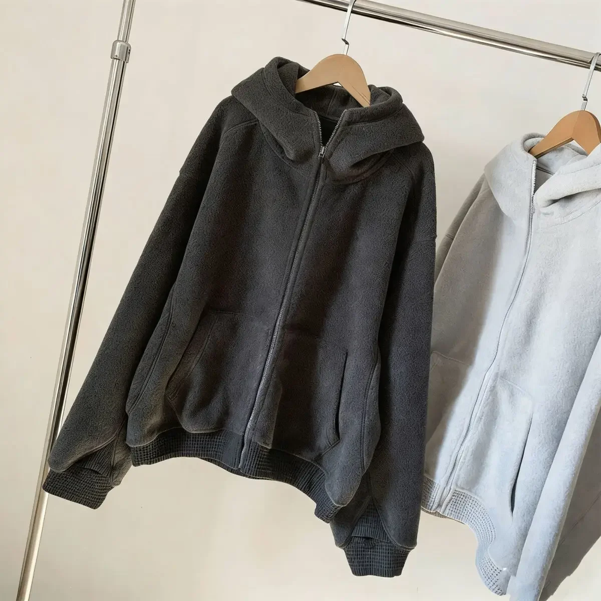 Thicken Functional Zipper Snowflake Velvet Jacket Hoodie Men Women High Quality Oversized Raglan Sleeve Pullovers Japan