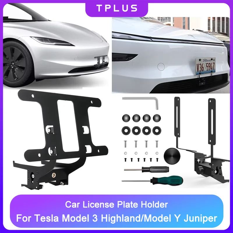 

Передняя рамка номерного знака для Tesla Model Y Juniper Model 3, металлический держатель номерного знака Highland, крепление без сверления, автомобильные аксессуары