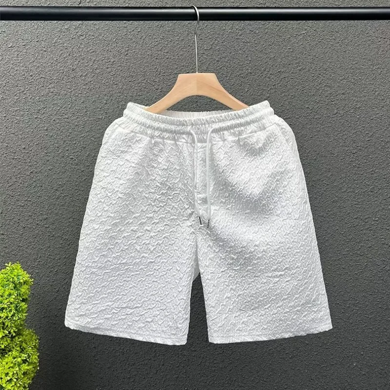 Summer Men\'s Beach Shorts Korean Fashion Sports Shorts Outdoor Casual Men\'s Clothing Exquisite Pattern Blue Shorts 2024 New