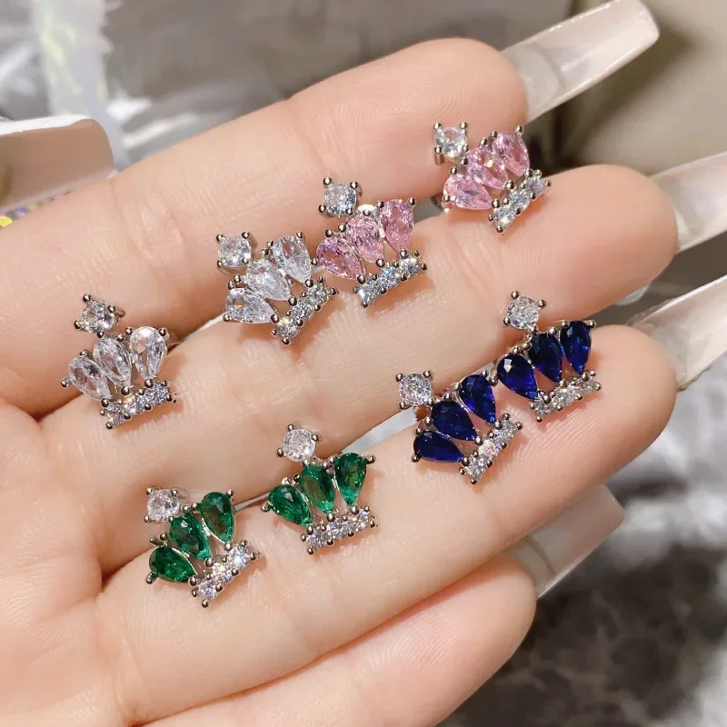 

MDL Муассанит стиль. Изысканный темперамент, имитация танзанита, синие серьги-короны, позолоченные легкие роскошные серьги для рукоделия