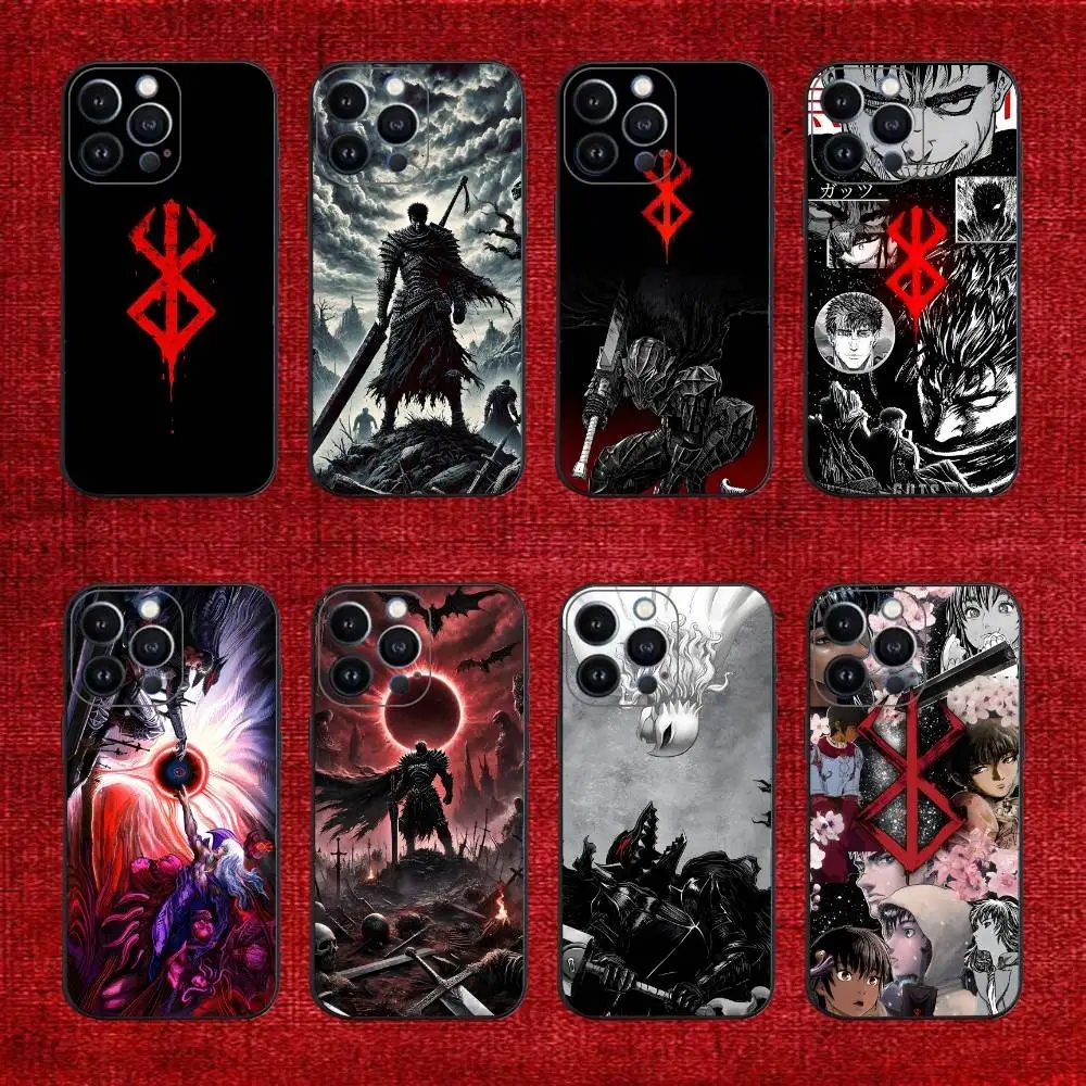 

A-Anime B-berserk Phone Case For iPhone 16e,16,15,14,13,12,11,Pro,X,XS,Max,XR,Plus,Mini Soft Black Cover