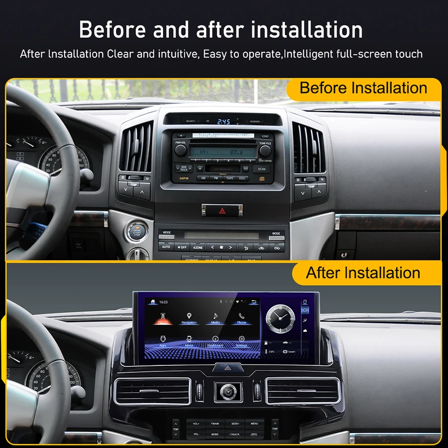 12.3inch Car Android Car Radio Navigation Stereo For Toyota Land Cruiser 200 LC200 LC300 2007-2021 CarPlay Multimedia Head Unit