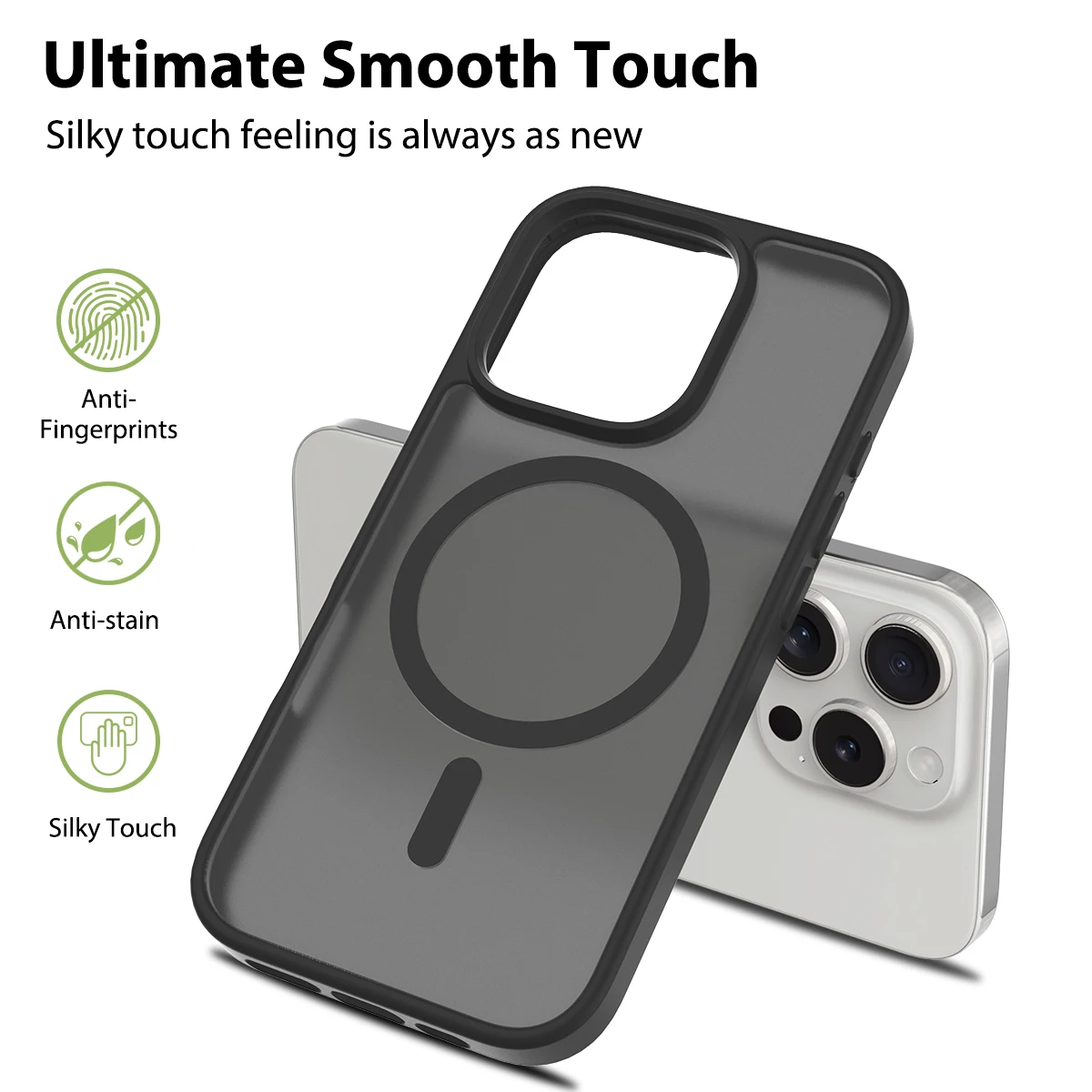 حافظة هاتف واقية ناعمة تعمل باللمس لسلسلة iPhone16 ذات درع فضي وتوافق الجذب المغناطيسي البلوري