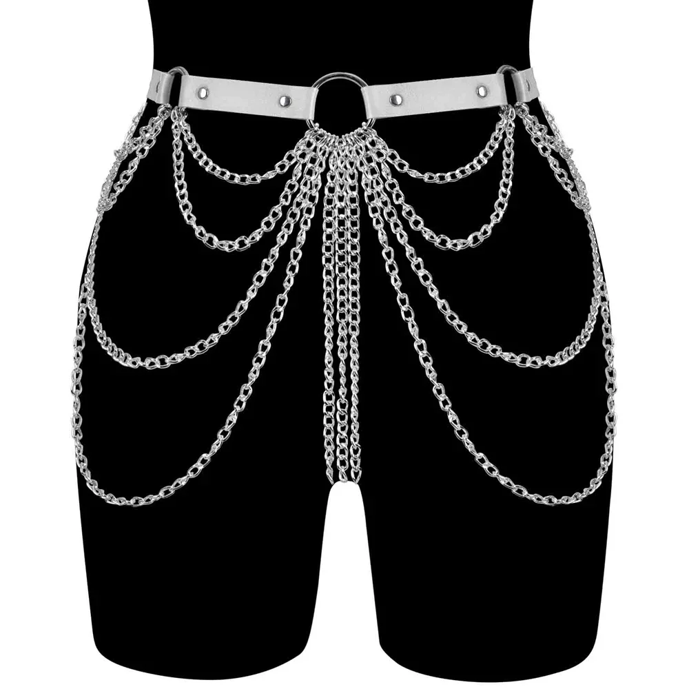 Cintura a catena per il corpo in pelle Goth Sexy Body Punk Style vita fasce per coscia calze imbracatura per le donne accessori per gioielli da ballo Rave