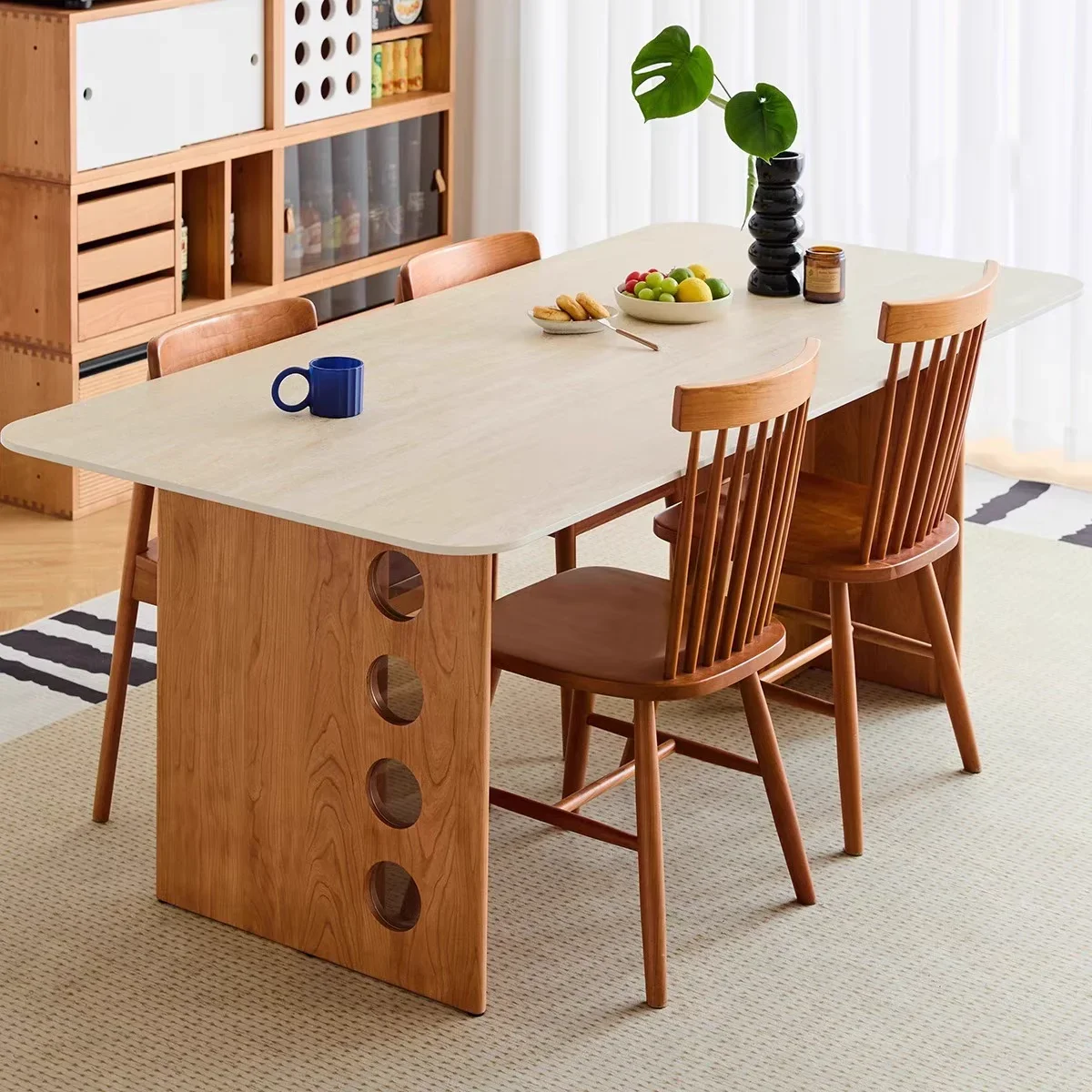 

Nordic Style Coffee Center Dining Table Solid Wood Simple Household Retro Rooms Rock Slab Apartment Designer Kitchen Furniture