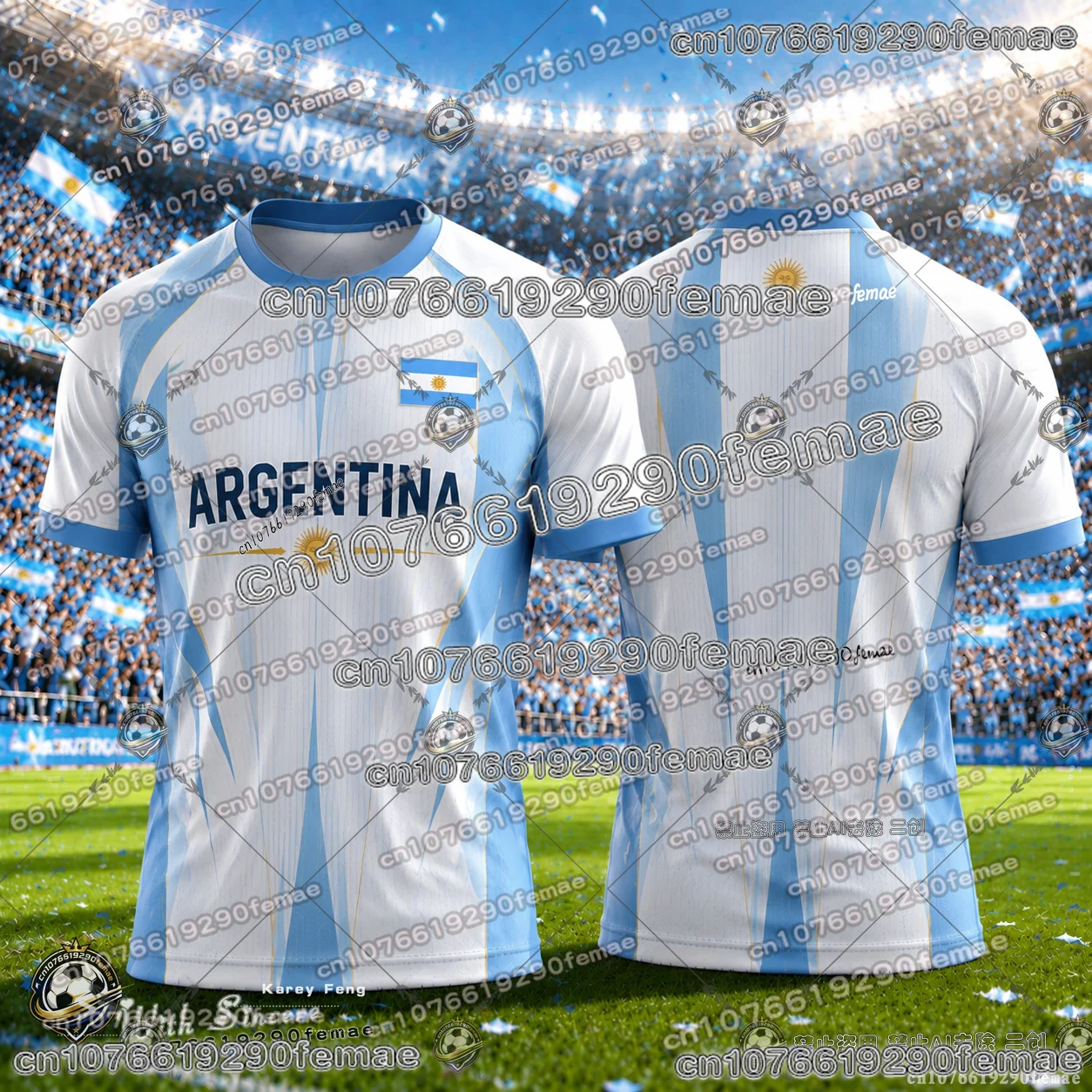 Summer Argentina Fan Collectible Football Jersey Quick Dry Breathable Sports Training Shirt Premium Casual Top Kids and Adults