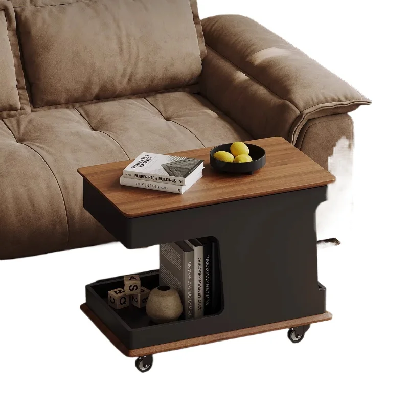 

Medieval style movable coffee table designer living room multi-functional lifting trolley side table