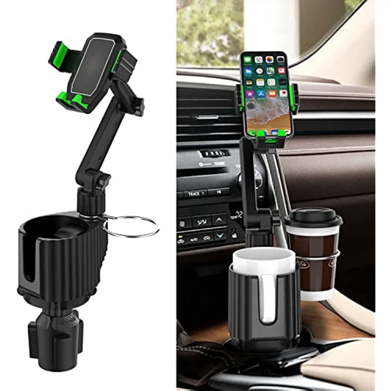 

Cup Holder Expander for Car, 2 in 1 Adjustable Cup Holder Phone Mount with 360° Rotation Base, Multifunctional Car Cup Holder