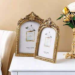 6/7 Inch Photo Frames For Home Decor Resin Vintage Photo Frame Living Room Decoration Desktop Party Gold Picture Frame Wedding