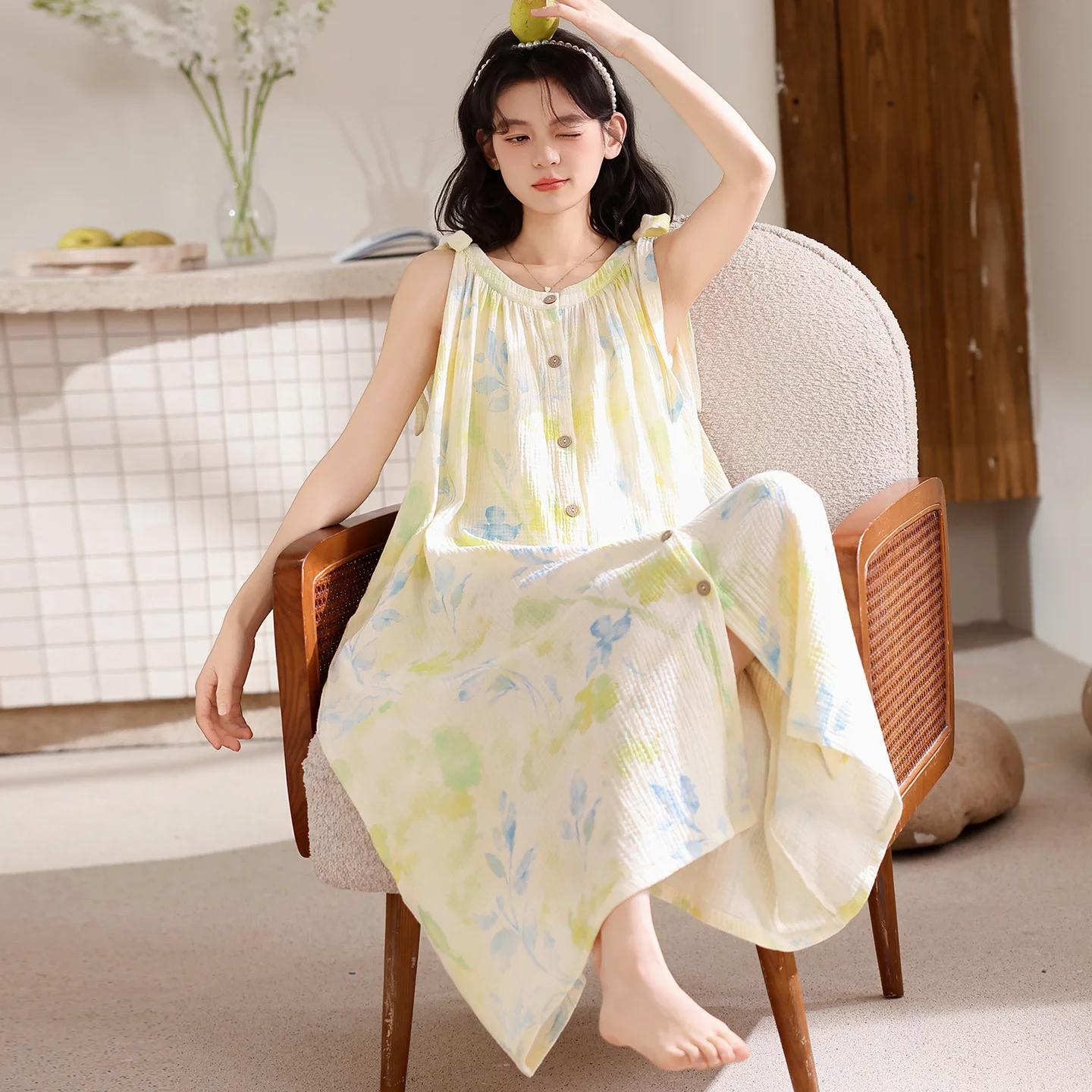 Korean New Fashion Women's Nightdress Summer Long Sleep Dress Spaghetti Strap Young Girl Female Sleepwear Mujer Pyjamas