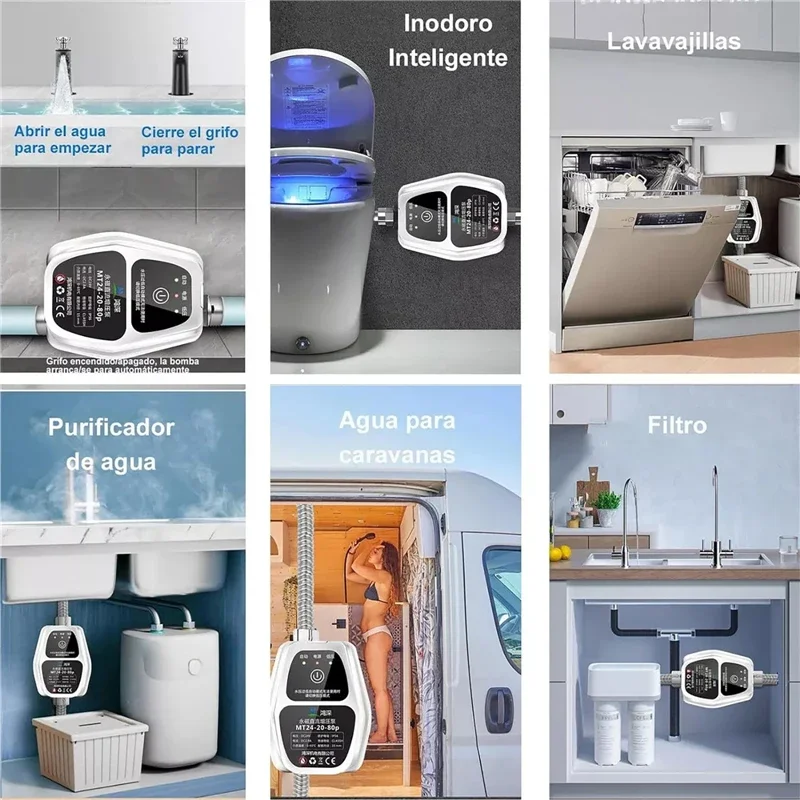 Intelligent Fully Automatic Booster Pump DC 24V Water Pump Home Shower Water Heater Added Water Pressure Silent Pump AC110V-240V