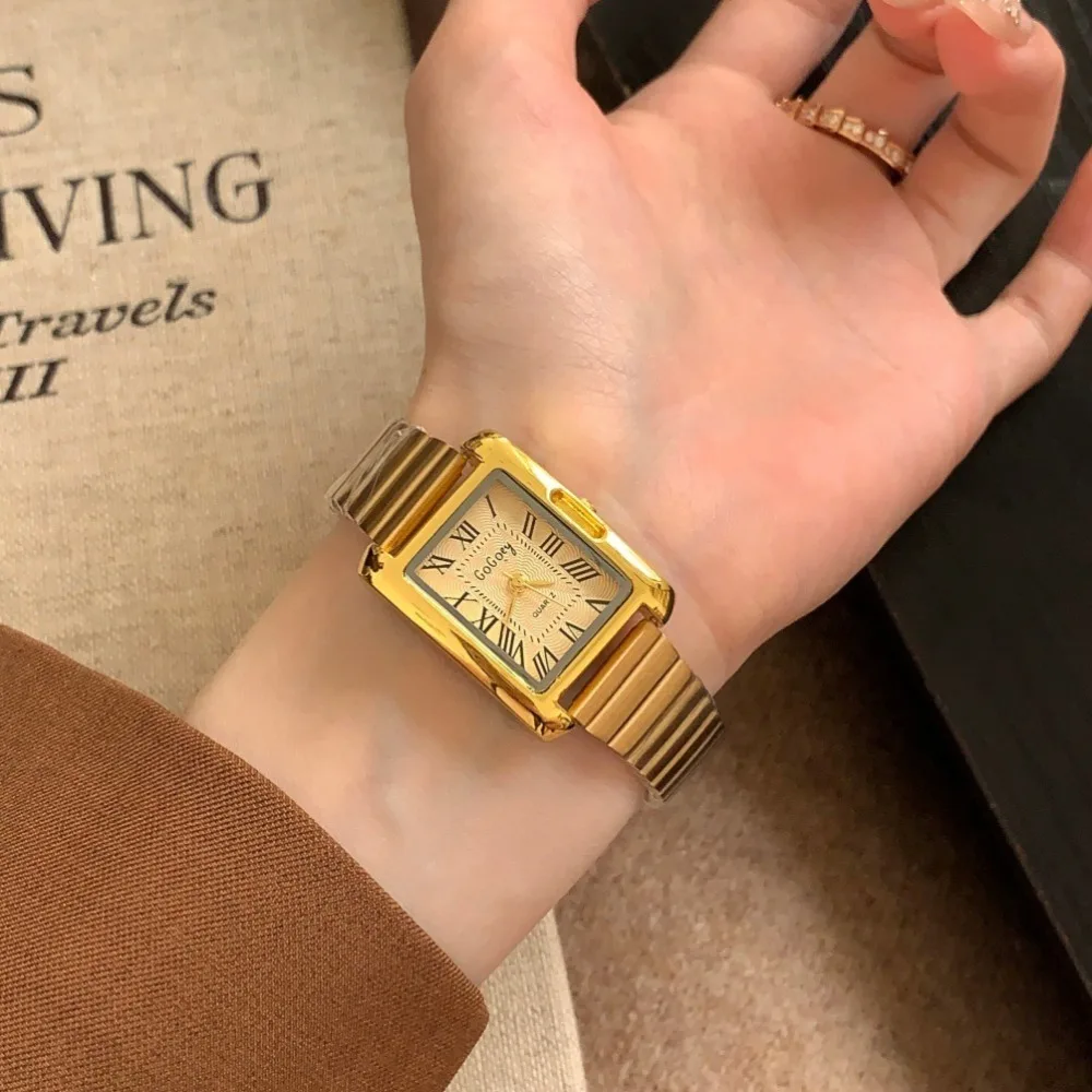 

Женские кварцевые часы известного бренда с римским циферблатом, регулируемый стальной ремешок, наручные часы для женщин, роскошные подарки для дам.