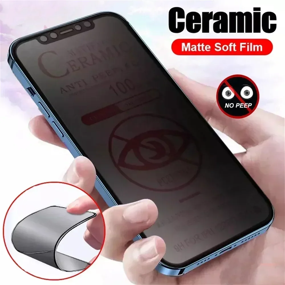 

50pcs Privacy Ceramic Anti Spy Film HD Matte Screen Protector For iPhone 15 Plus 14 13 12 11 Pro Max XS XR X 8 7 6 Plus SE