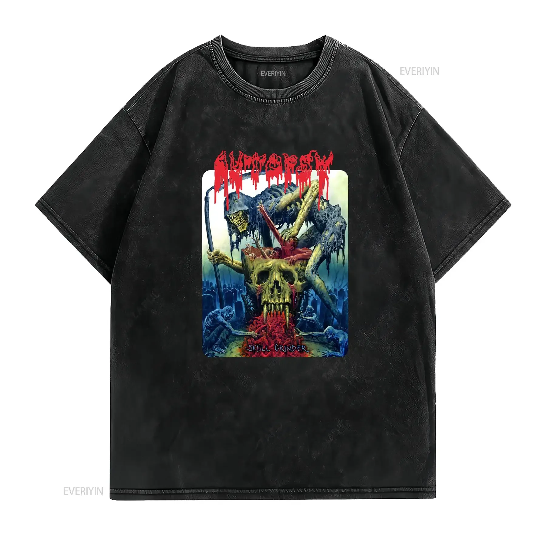 Autopsy Rock band 90s Basic black Rare design T shirt  NH23100 vintage Washed Breathable Slightly Soft Top For Everyday Wear