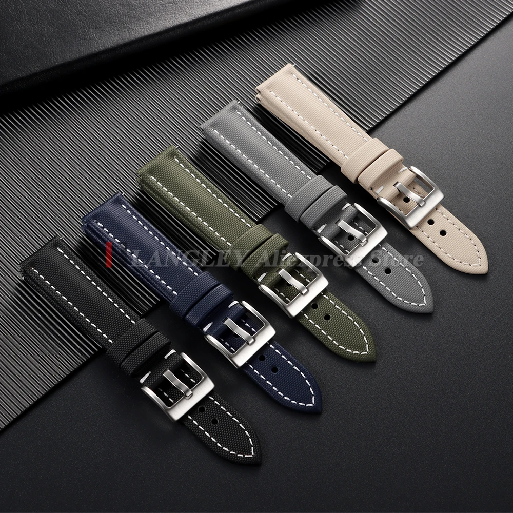 Correa de tela de vela de 18mm, 19mm, 20mm, 21mm y 22mm para Omega, Blancpain, Seiko Divers, reloj para hombre, correas de reloj impermeables de liberación rápida