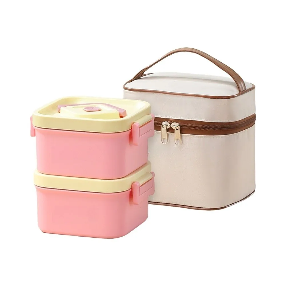 Stainless Steel Insulated Lunch Container Set 2 Pieces 700 ml Each Plus Insulated Bag for Temperature Retention